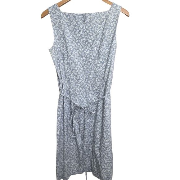 Vintage Casual Corner Women's SZ 8 Blue Floral Lined Sleeveless Fitted Dress - Picture 6 of 11